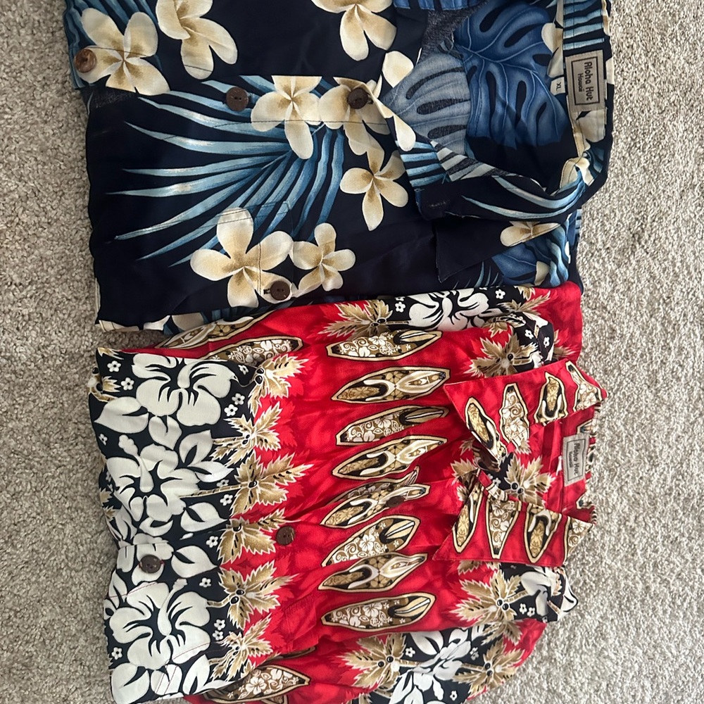 Aloha Hut  Floral Shirts - Navy and Red Hawaiian short sleeve shirt